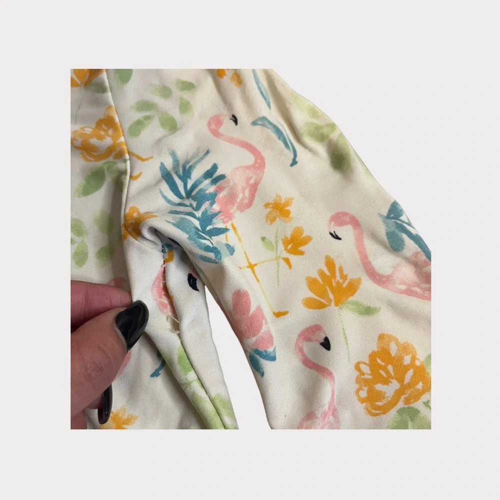 Mud Pie Flamingo Leaf Pattern Swim Top
